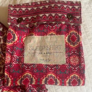 Free People Red Multi Paisley Sleep Shirt